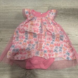 Pink Butterfly Print Kids Dress
